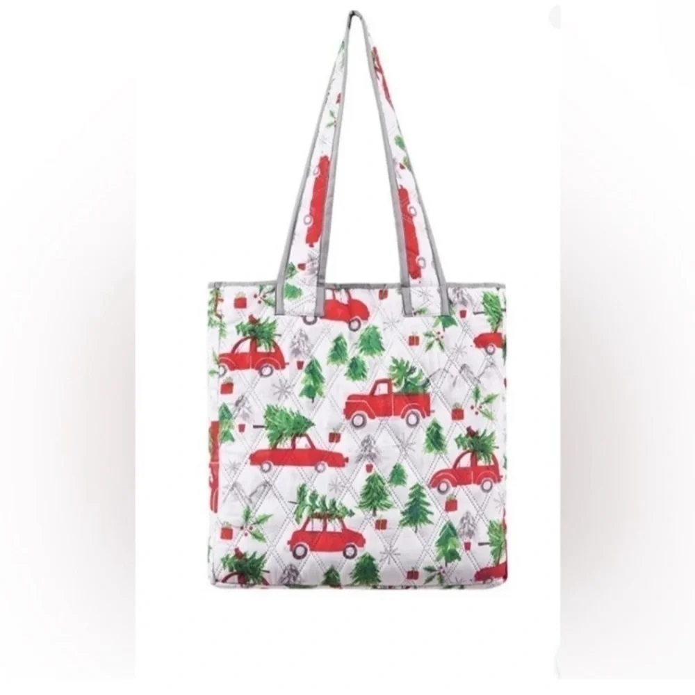 Martha Stewart King Reversible Christmas Truck Quilt w/tote+ shams NEW